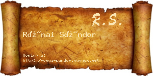 Rónai Sándor névjegykártya